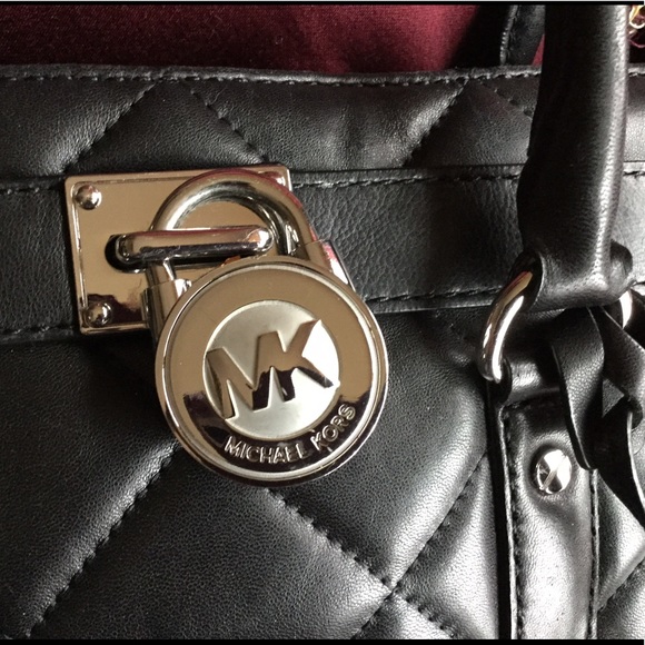 Michael Kors HAMILTON QUILTED LEATHER Satchel Handbag Shoulder Bag Black - Picture 2 of 16